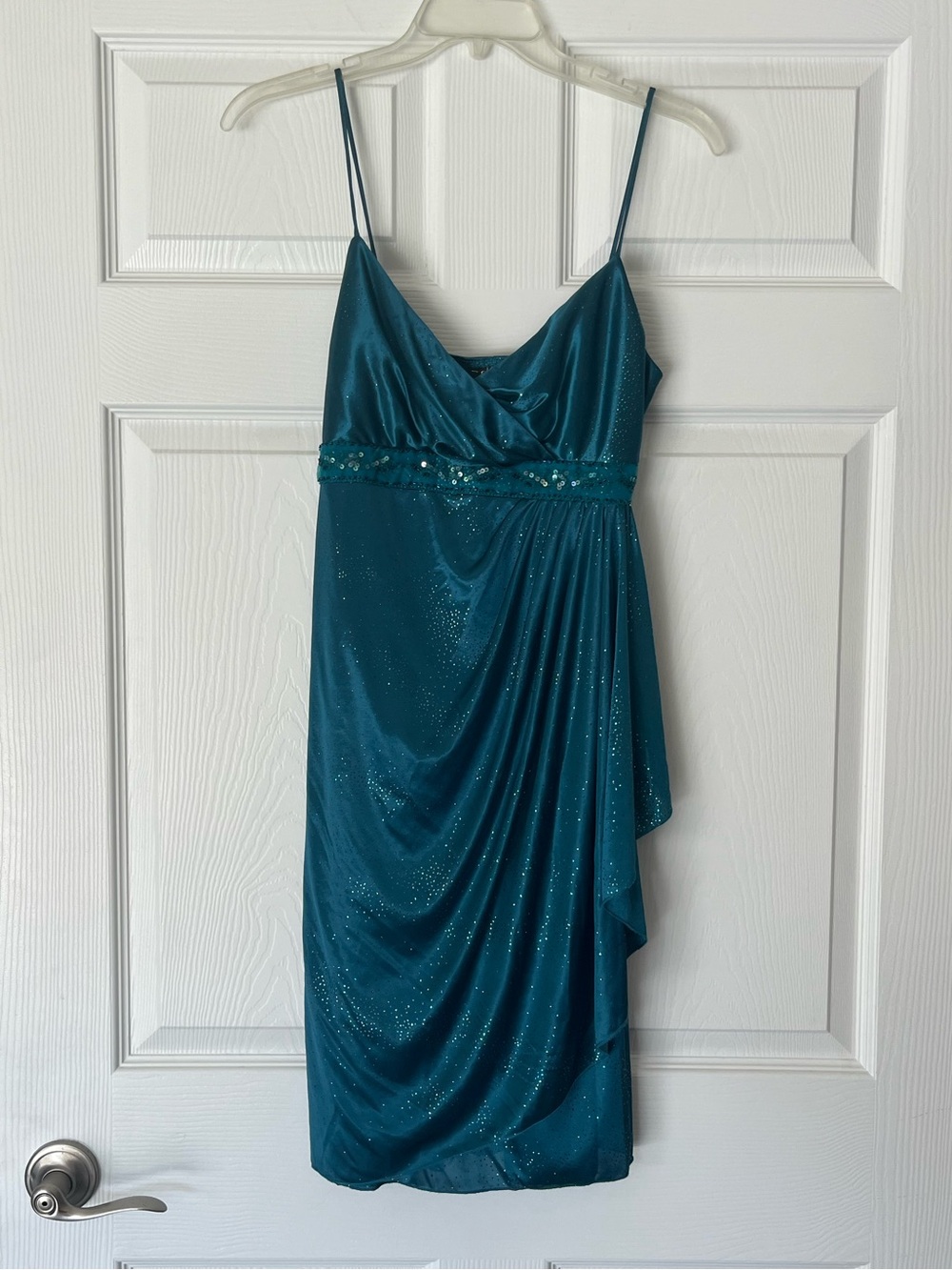 City Triangles Sparkle Draped Mini Dress